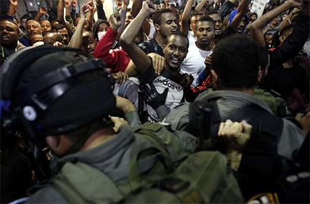 Marcha de judíos etíopes contra la violencia racista de Policía israelí